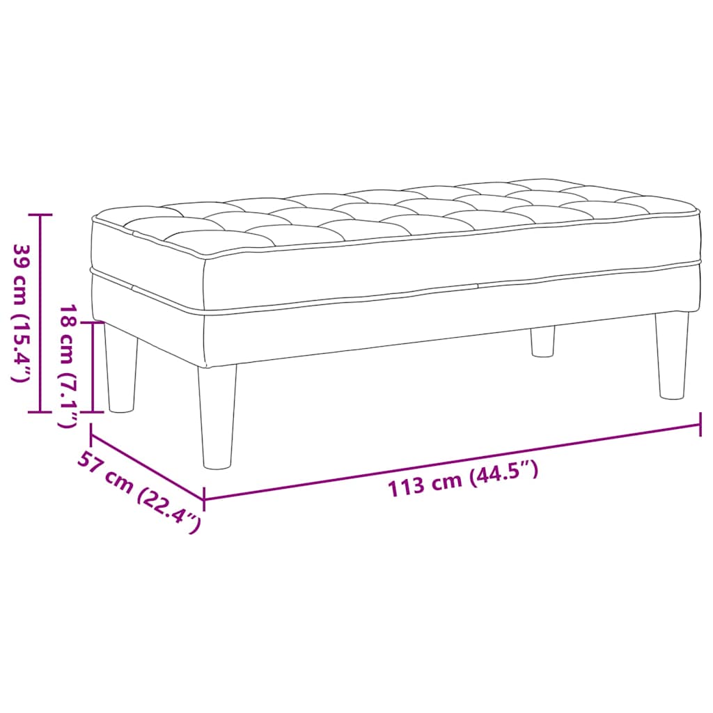 Bänk Med Kudde 113 X 57 X 39 Cm Sammet