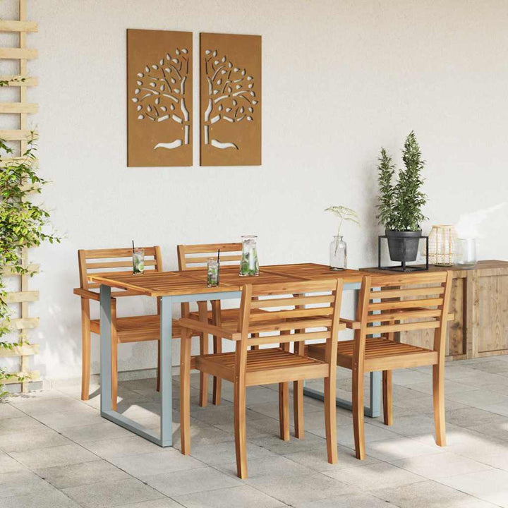 Trädgårdsbord Grå 140 X 80 X 75 Cm Massivt Akaciaträ