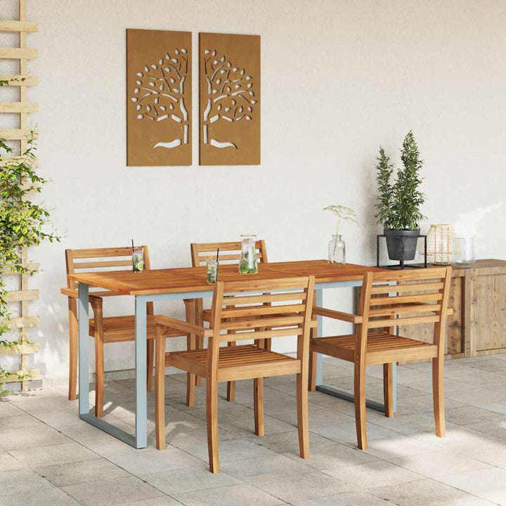 Trädgårdsbord Grå 160 X 80 X 75 Cm Massivt Akaciaträ