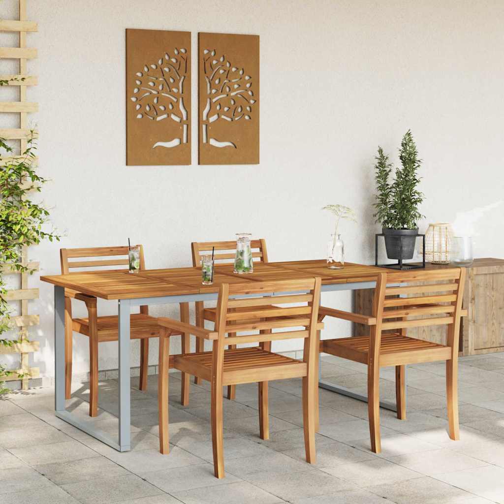 Trädgårdsbord Grå 180 X 90 X 75 Cm Massivt Akaciaträ