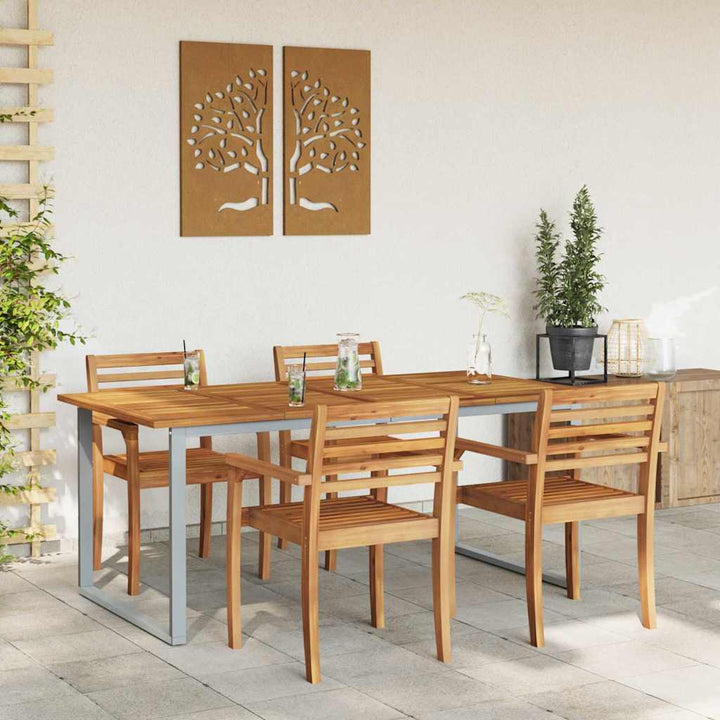 Trädgårdsbord Grå 180 X 90 X 75 Cm Massivt Akaciaträ
