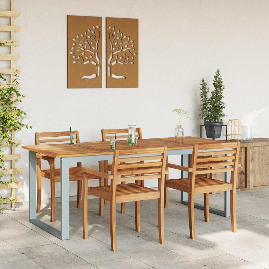 Trädgårdsbord Grå 200 X 90 X 75 Cm Massivt Akaciaträ