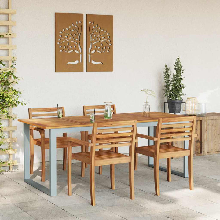 Trädgårdsbord Grå 200 X 90 X 75 Cm Massivt Akaciaträ