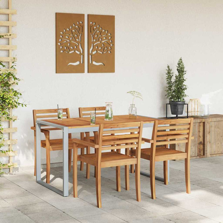 Trädgårdsbord Grå 140 X 80 X 75 Cm Massivt Akaciaträ