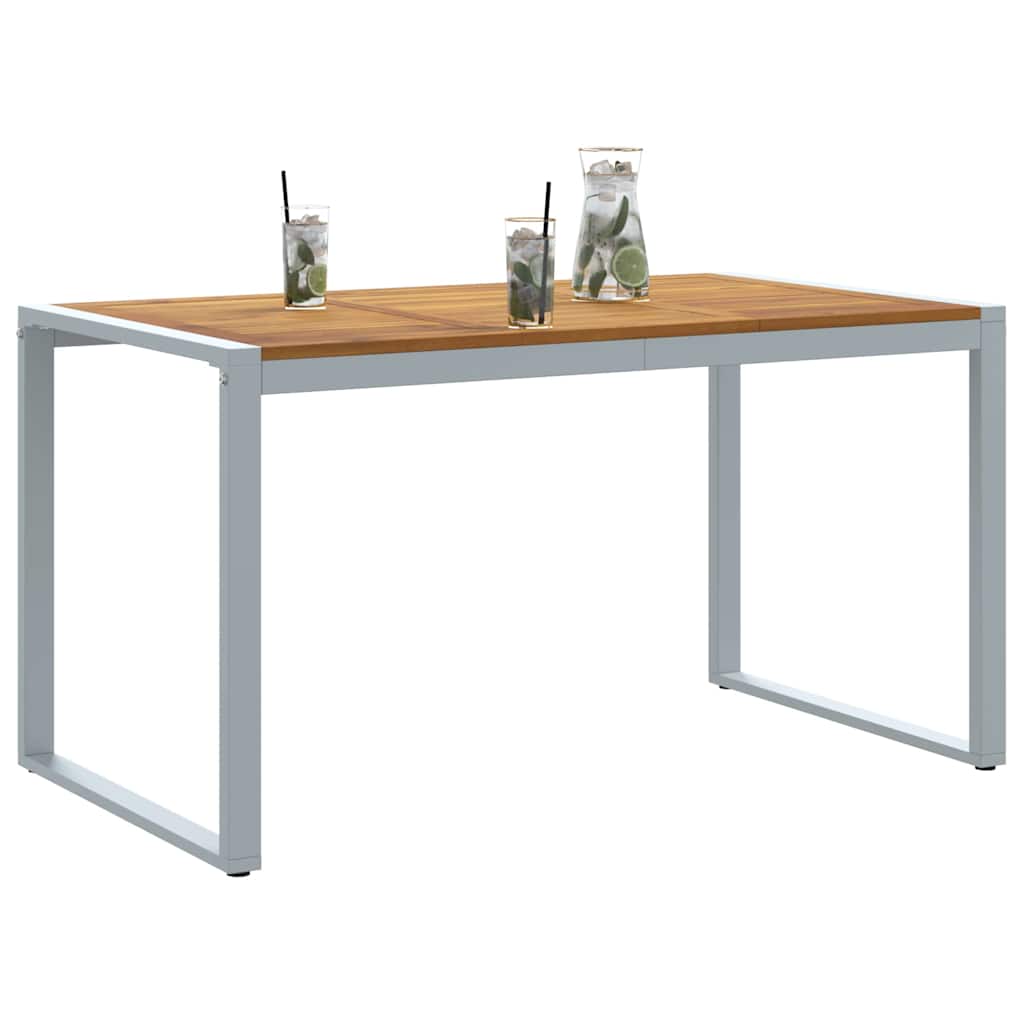 Trädgårdsbord Grå 140 X 80 X 75 Cm Massivt Akaciaträ