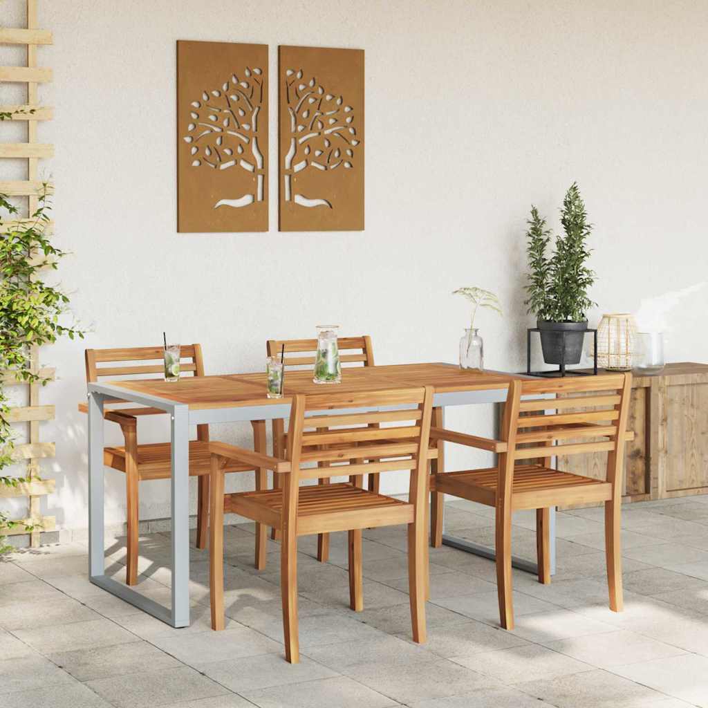 Trädgårdsbord Grå 160 X 80 X 75 Cm Massivt Akaciaträ