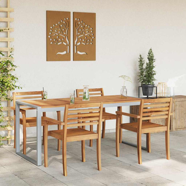 Trädgårdsbord Grå 180 X 90 X 75 Cm Massivt Akaciaträ