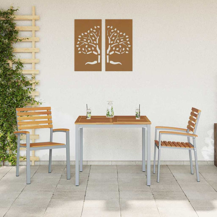 Trädgård Stol 2 Pcs Brun 56 X 57 X 87 Cm Massivt Akaciaträ