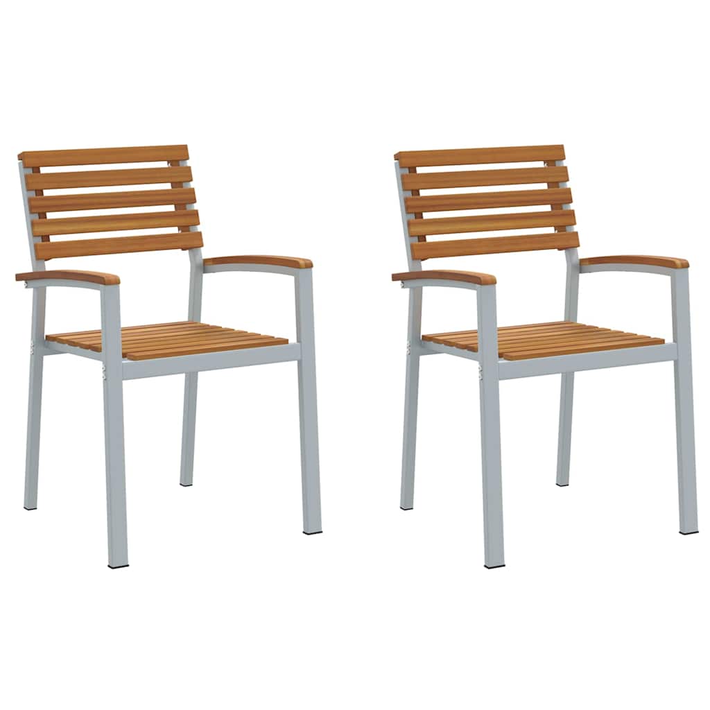 Trädgård Stol 2 Pcs Brun 56 X 57 X 87 Cm Massivt Akaciaträ