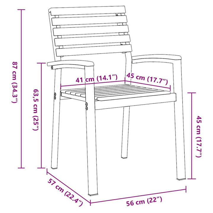 Trädgård Stol 2 Pcs Brun 56 X 57 X 87 Cm Massivt Akaciaträ