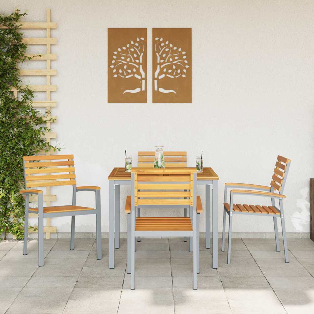 Trädgård Stol 4 Pcs Brun 56 X 57 X 87 Cm Massivt Akaciaträ