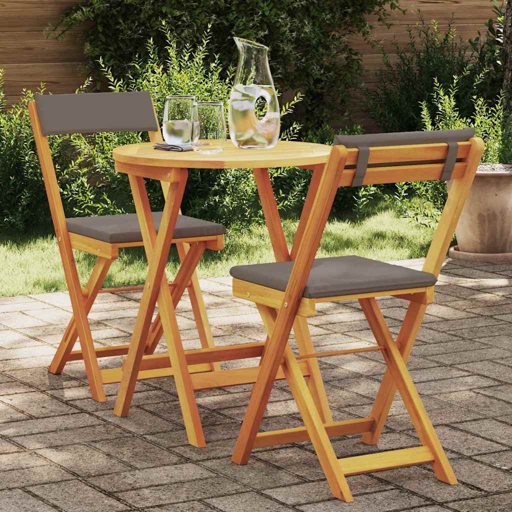 Trädgårdsmöbelset Med Kudde 3 Pcs Olivenatur Massivt Akaciaträ