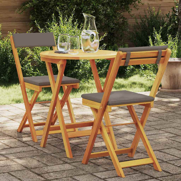 Trädgårdsmöbelset Med Kudde 3 Pcs Olivenatur Massivt Akaciaträ
