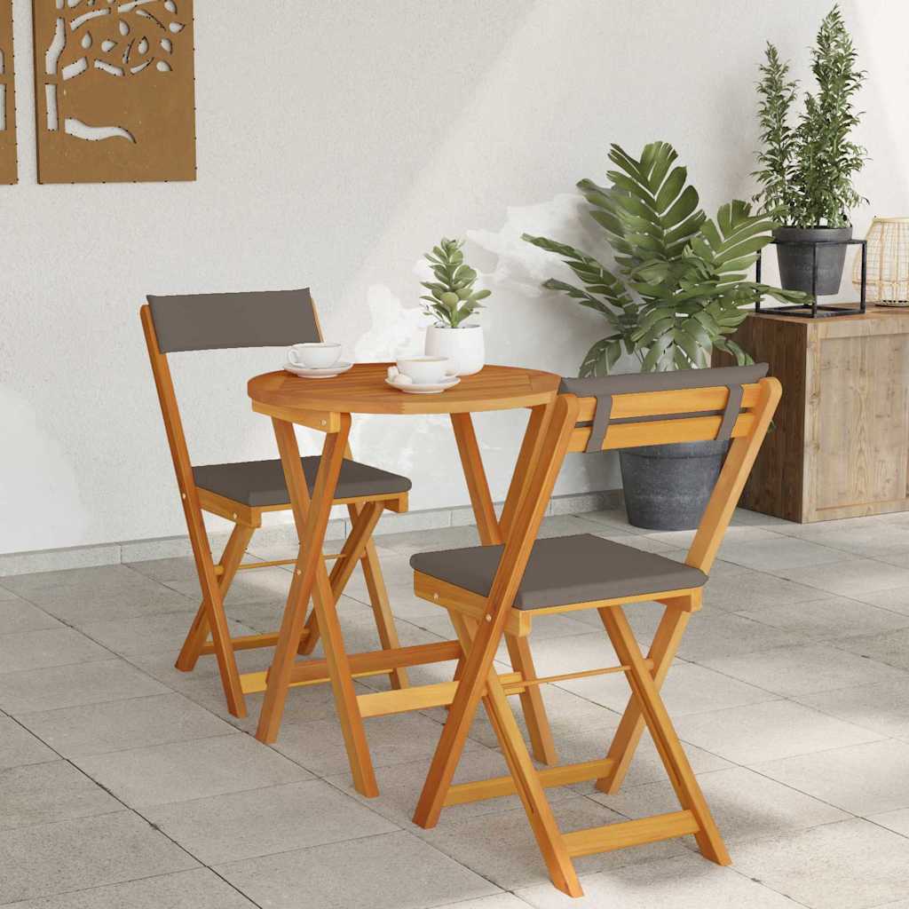 Trädgårdsmöbelset Med Kudde 3 Pcs Olivenatur Massivt Akaciaträ