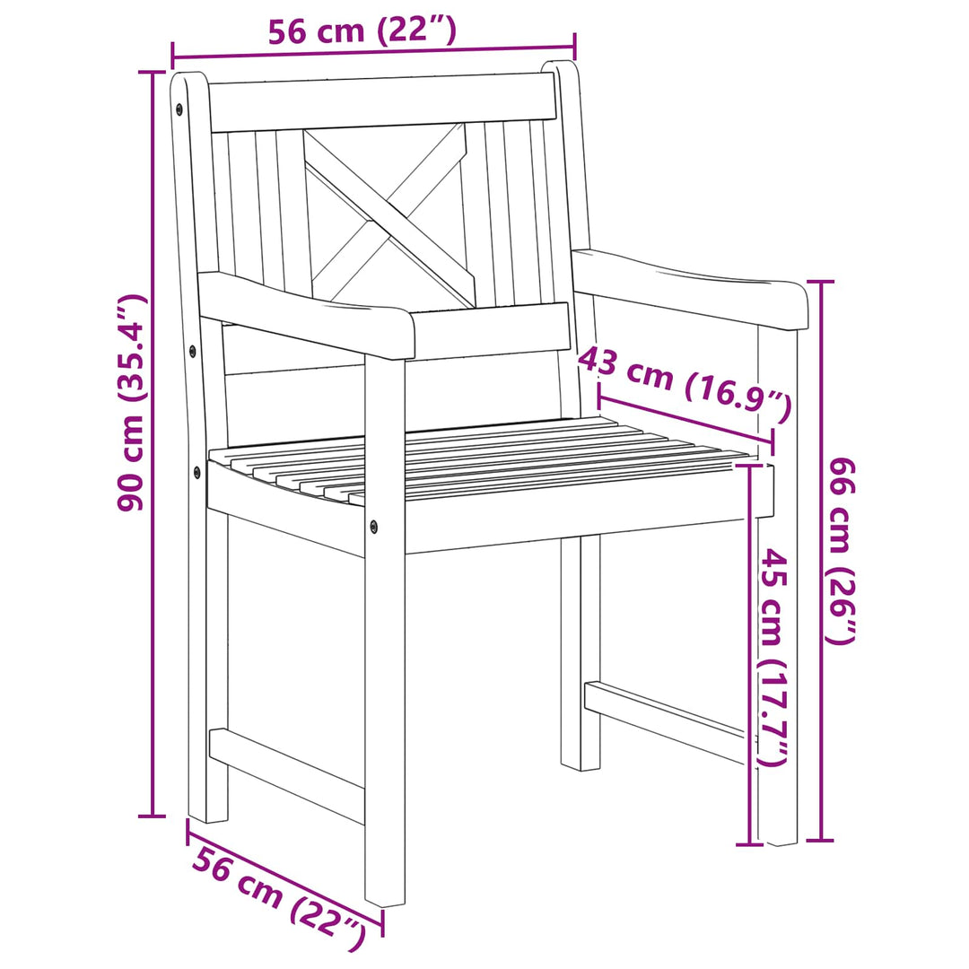 Utomhusbänk 2 Pcs Naturlig 56 X 55,5 X 90 Cm Massivt Akaciaträ