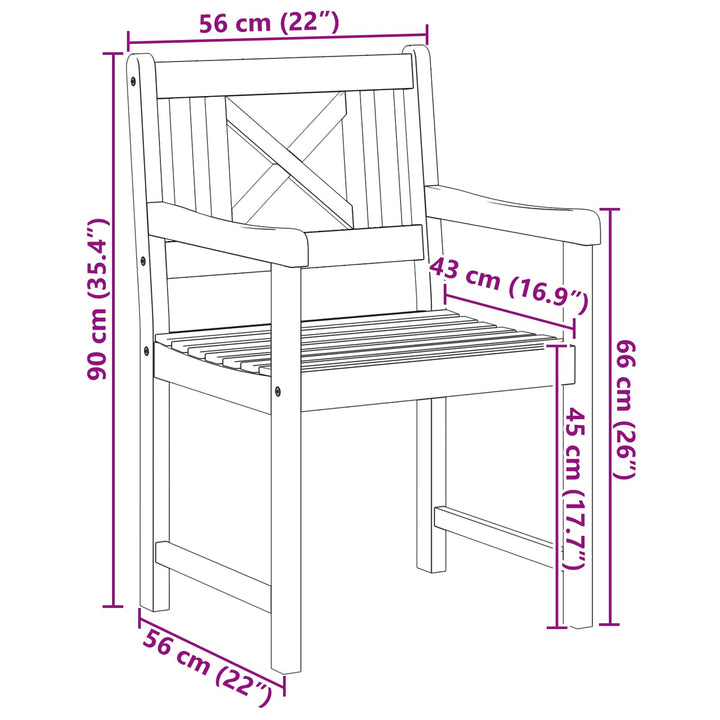 Utomhusbänk 2 Pcs Naturlig 56 X 55,5 X 90 Cm Massivt Akaciaträ