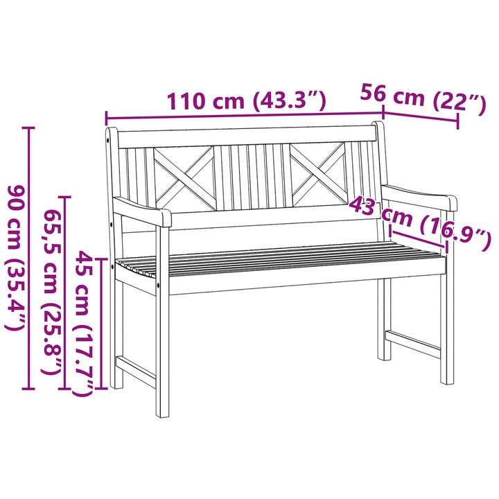 Utomhusbänk Naturlig 110 X 56 X 90 Cm Massivt Akaciaträ