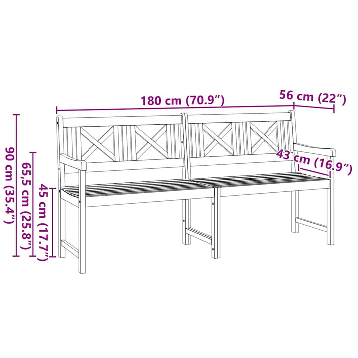Utomhusbänk Naturlig 180 X 56 X 90 Cm Massivt Akaciaträ