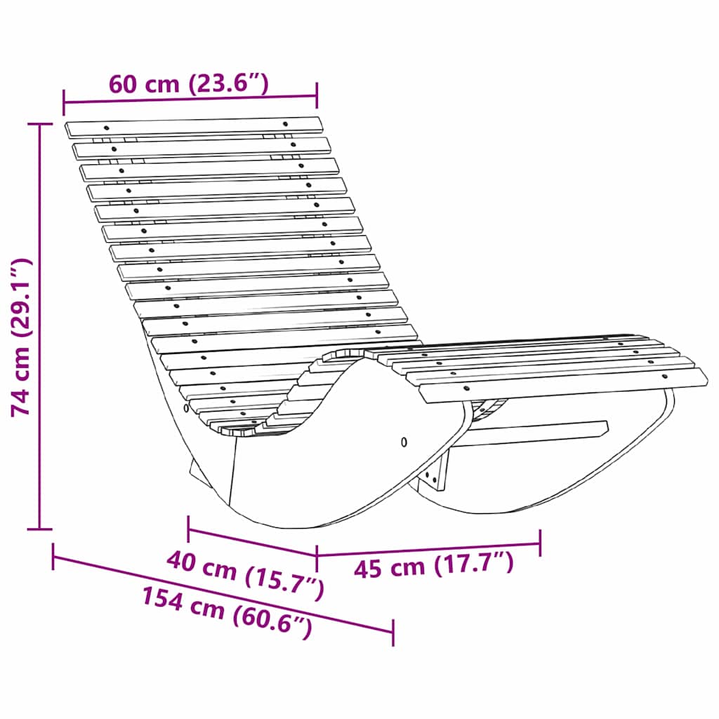 Lounger 2-Person 2 Pcs Brun 154 X 60 X 74 Cm Massivt Akaciaträ