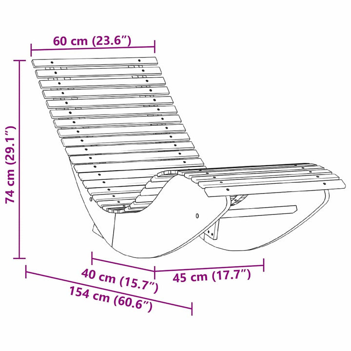 Lounger 2-Person 2 Pcs Brun 154 X 60 X 74 Cm Massivt Akaciaträ