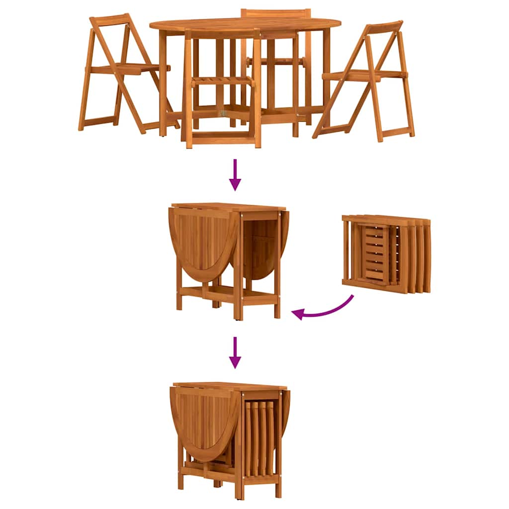 Trädgårdsbord 5 Pcs Brun Massivt Akaciaträ