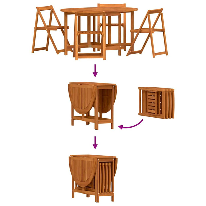 Trädgårdsbord 5 Pcs Brun Massivt Akaciaträ