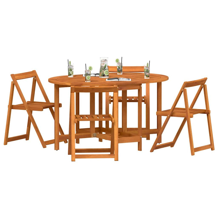 Trädgårdsbord 5 Pcs Brun Massivt Akaciaträ