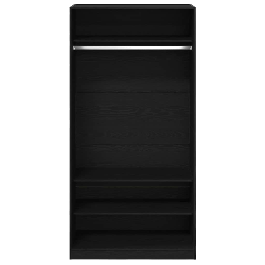Garderob Med Hylla Svart Ek 100 X 50 X 200 Cm Konstruerat Trä