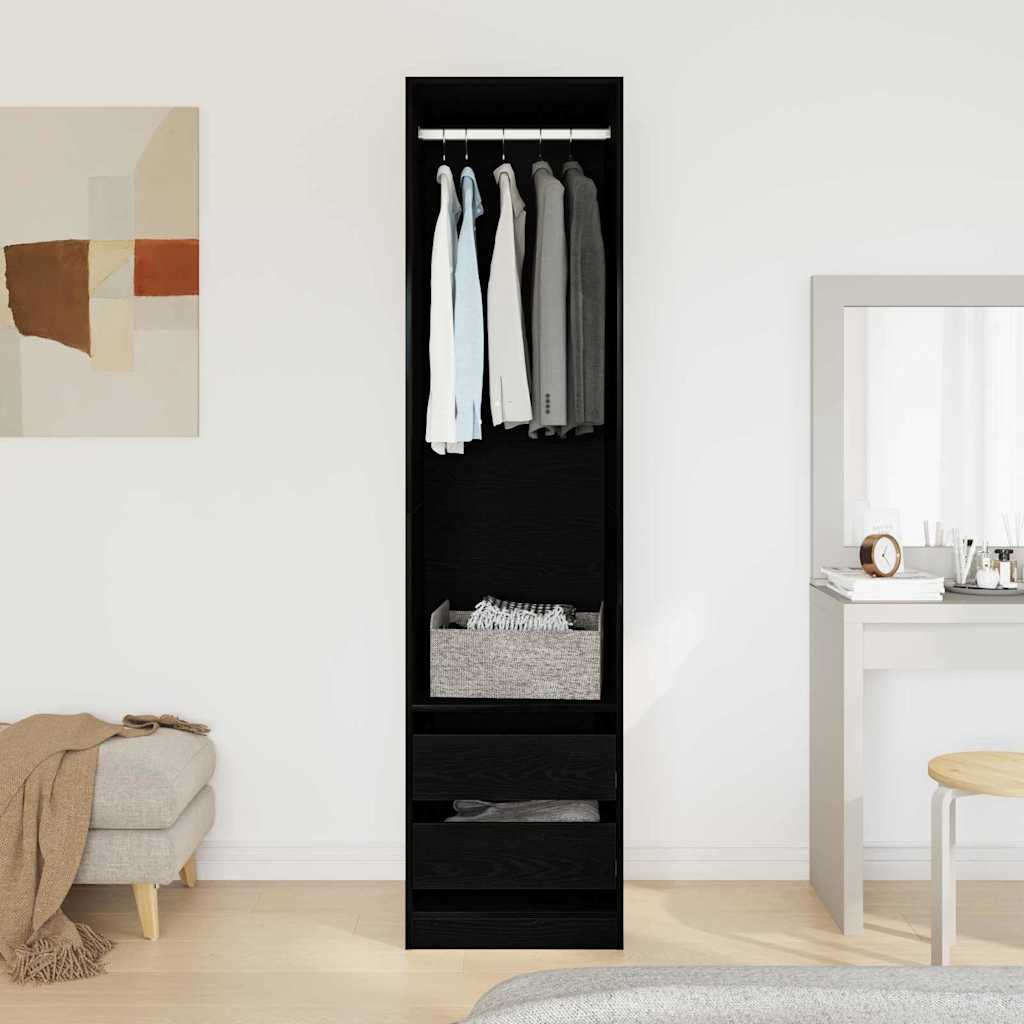 Garderob Med Låda Svart Ek 50 X 50 X 200 Cm Konstruerat Trä