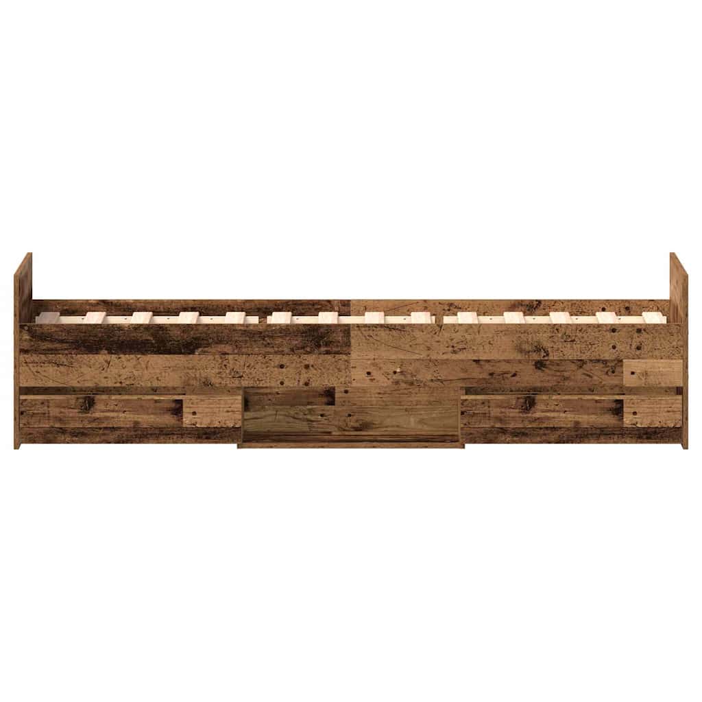 Sängram Med Låda Gammalt Trä 193 X 78 X 50 Cm Konstruerat Trä
