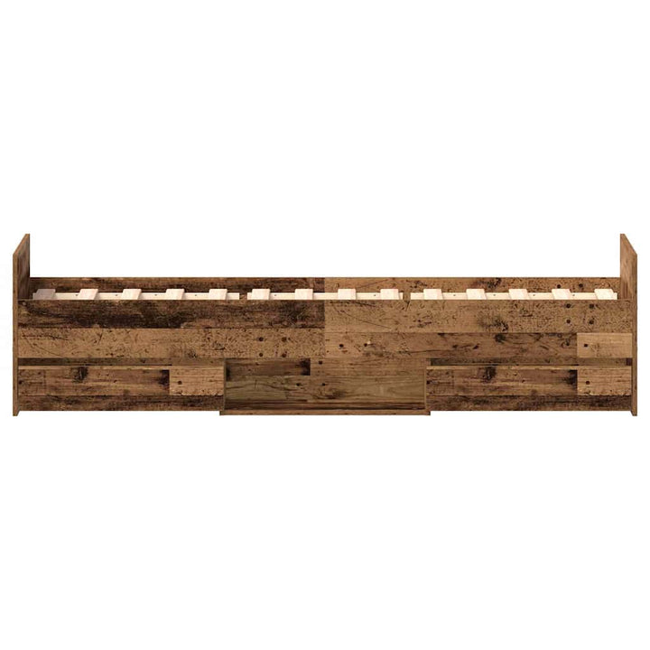 Sängram Med Låda Gammalt Trä 193 X 78 X 50 Cm Konstruerat Trä