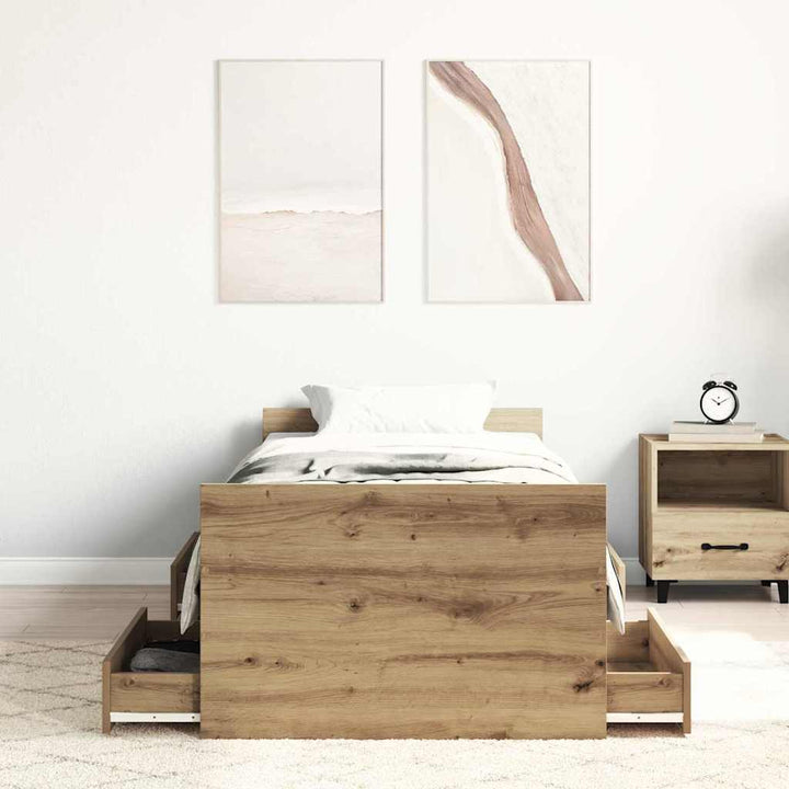 Sängram Med Låda Artisan Ek 193 X 78 X 50 Cm Konstruerat Trä