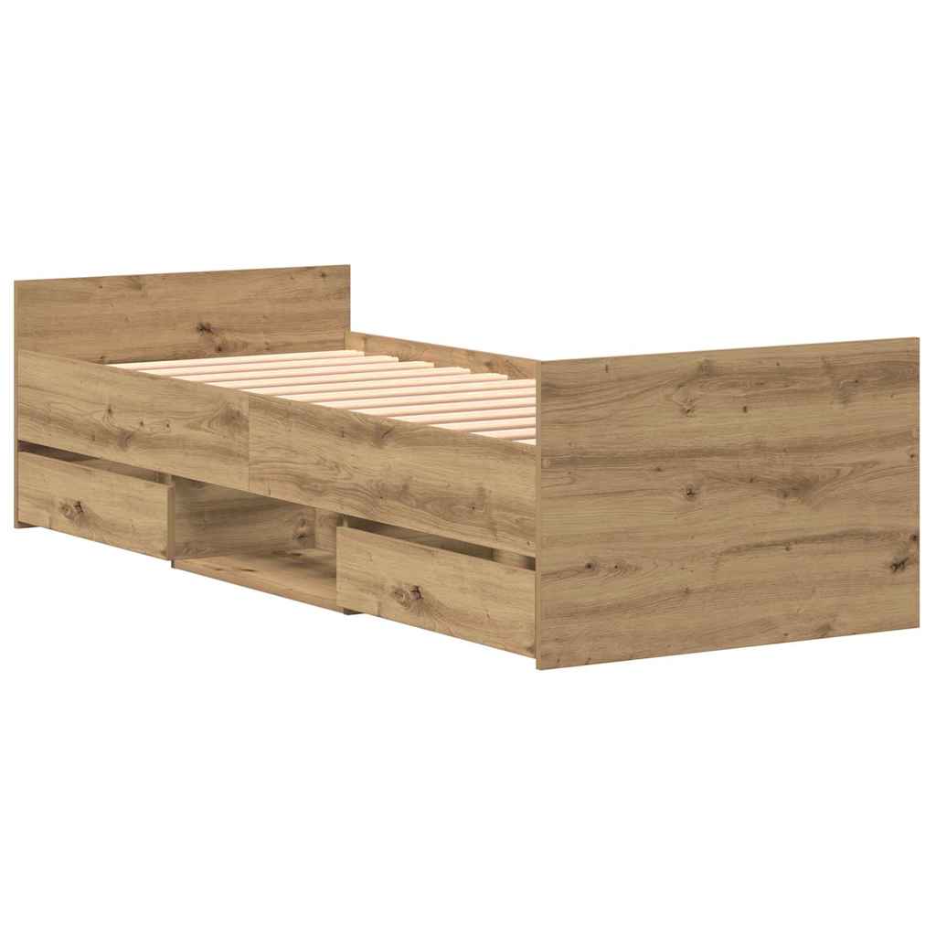 Sängram Med Låda Artisan Ek 193 X 78 X 50 Cm Konstruerat Trä