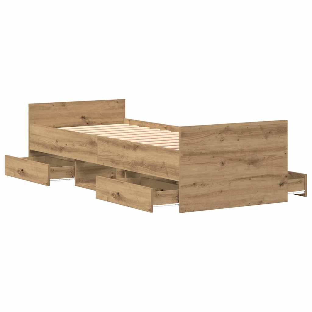 Sängram Med Låda Artisan Ek 193 X 78 X 50 Cm Konstruerat Trä