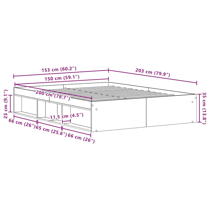 Sängram Utan Madrass 150X200Cm Konstruerat Trä