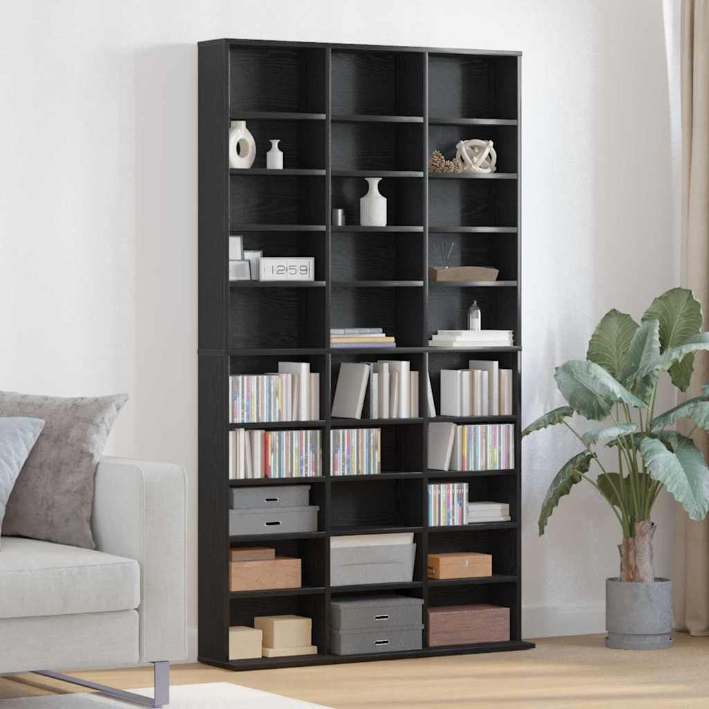 Cd Skåp Med Hylla Svart Ek 101 X 23 X 177,5 Cm Konstruerat Trä
