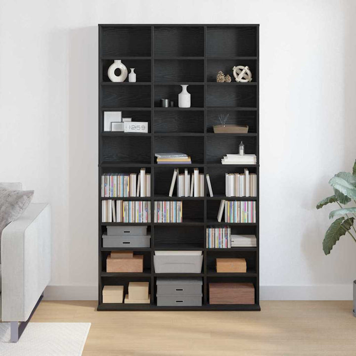 Cd Skåp Med Hylla Svart Ek 101 X 23 X 177,5 Cm Konstruerat Trä