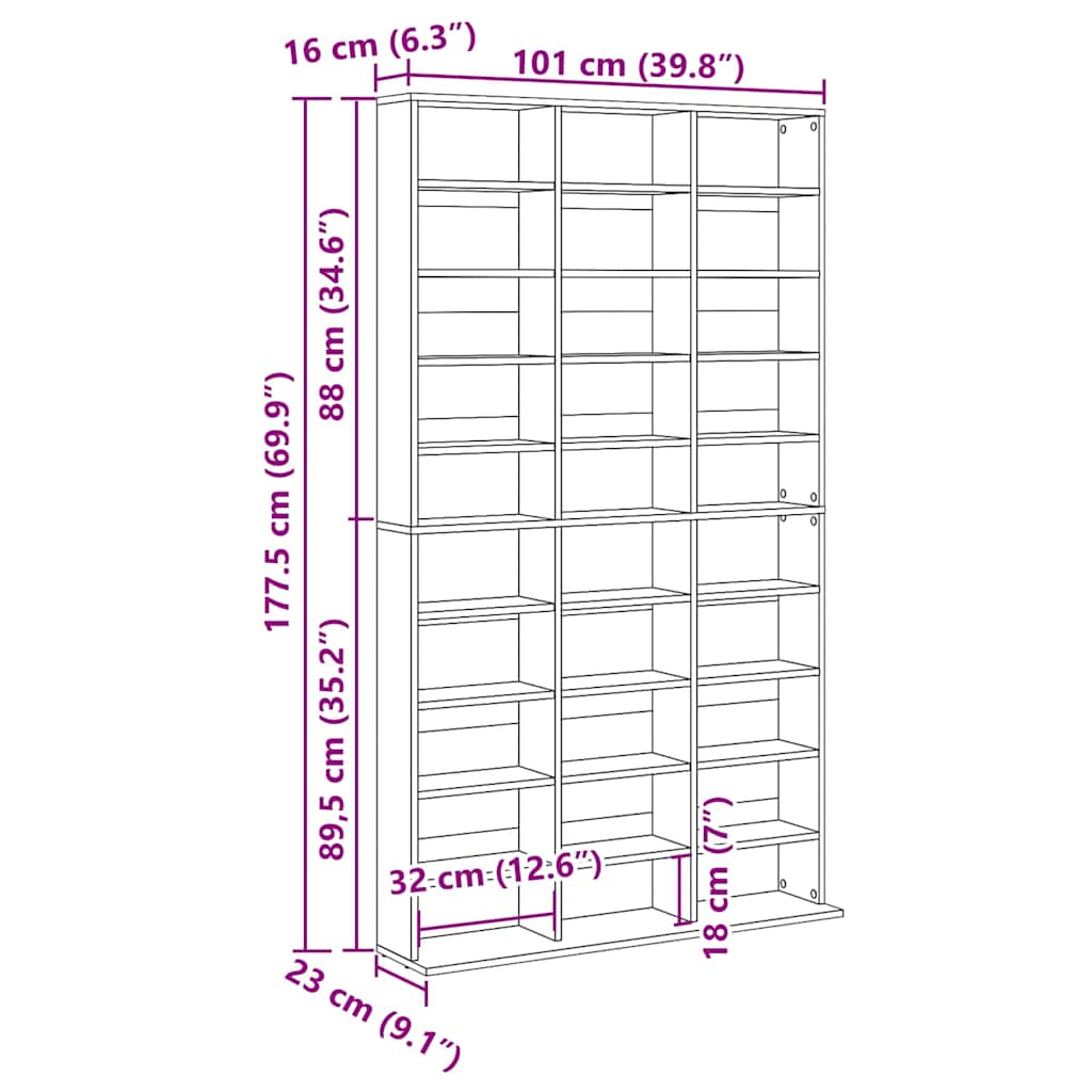 Cd Skåp Gammalt Trä 101 X 23 X 177,5 Cm Konstruerat Trä