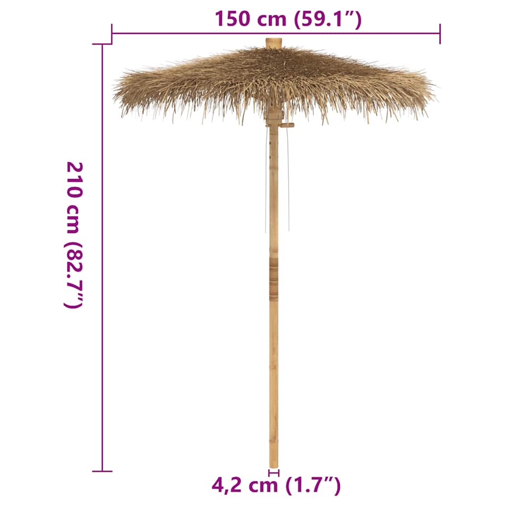 Tiki Paraply Med Bananblad Bambu