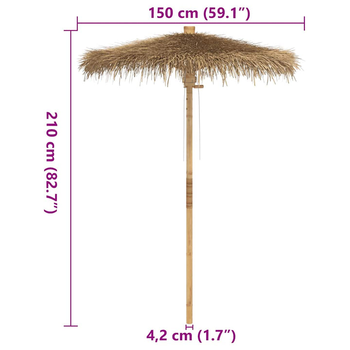 Tiki Paraply Med Bananblad Bambu