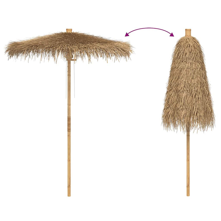 Tiki Paraply Med Bananblad Bambu