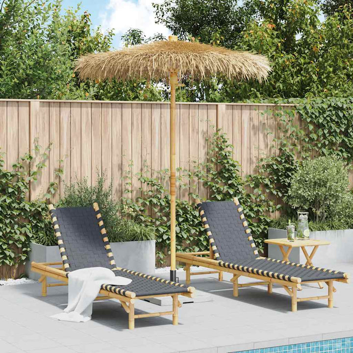 Tiki Paraply Med Bananblad Bambu