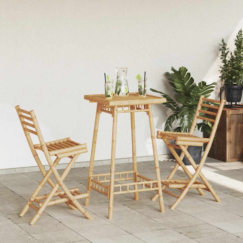 Barstolar Utomhus Med Fotstöd 2 St Hopfällbar Bambu