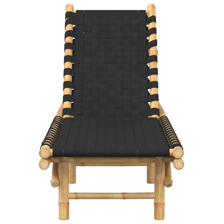 Solsäng Med Svart Vävd Rem 55X200X30 Cm Bambu