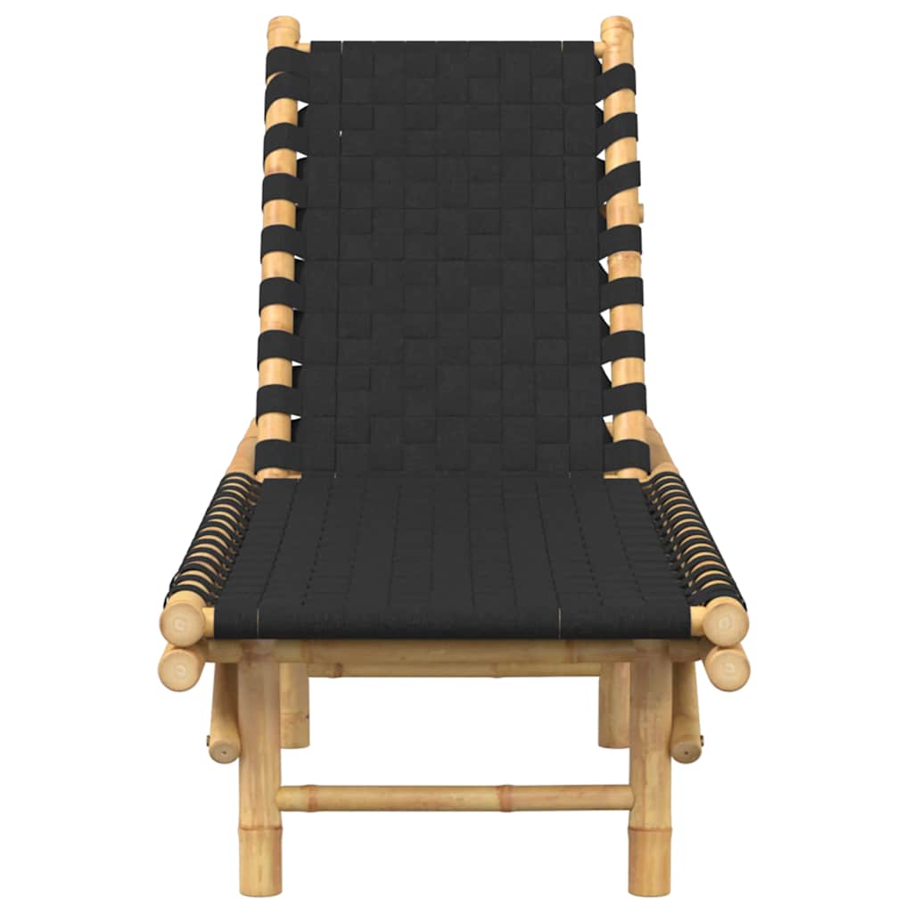 Solsäng Med Svart Vävd Rem 55X200X30 Cm Bambu