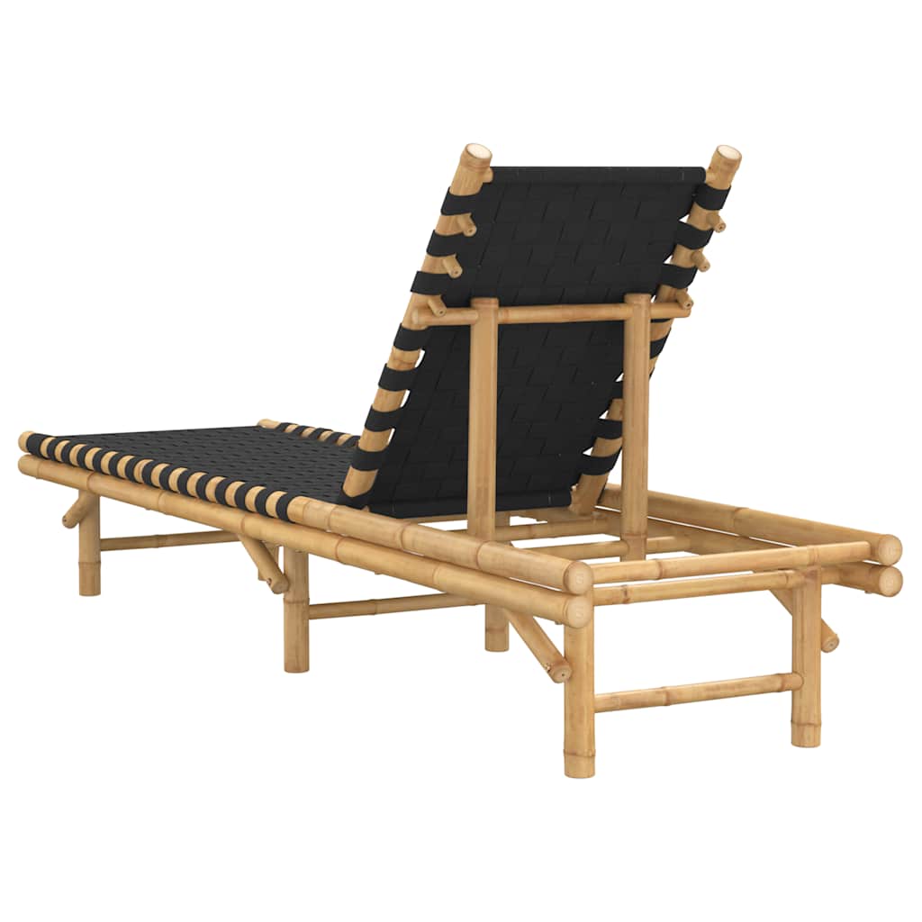 Solsäng Med Svart Vävd Rem 55X200X30 Cm Bambu