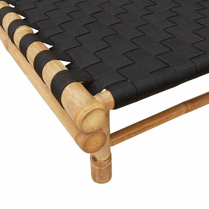 Solsäng Med Svart Vävd Rem 55X200X30 Cm Bambu