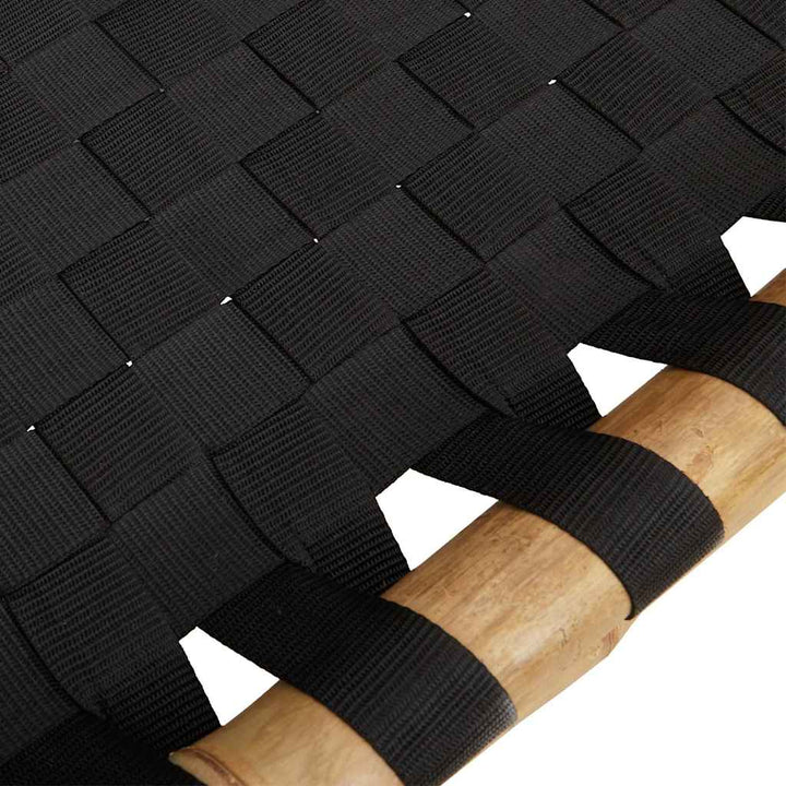 Solsäng Med Svart Vävd Rem 55X200X30 Cm Bambu