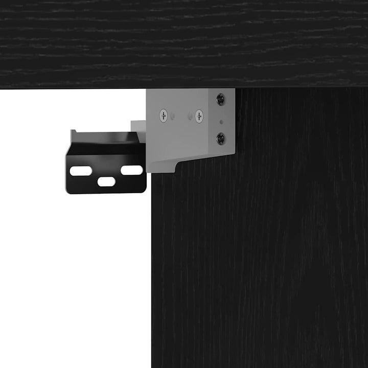 Tv-Skåp Väggmonterad Svart Ek 152 X 22 X 113 Cm Konstruerat Trä