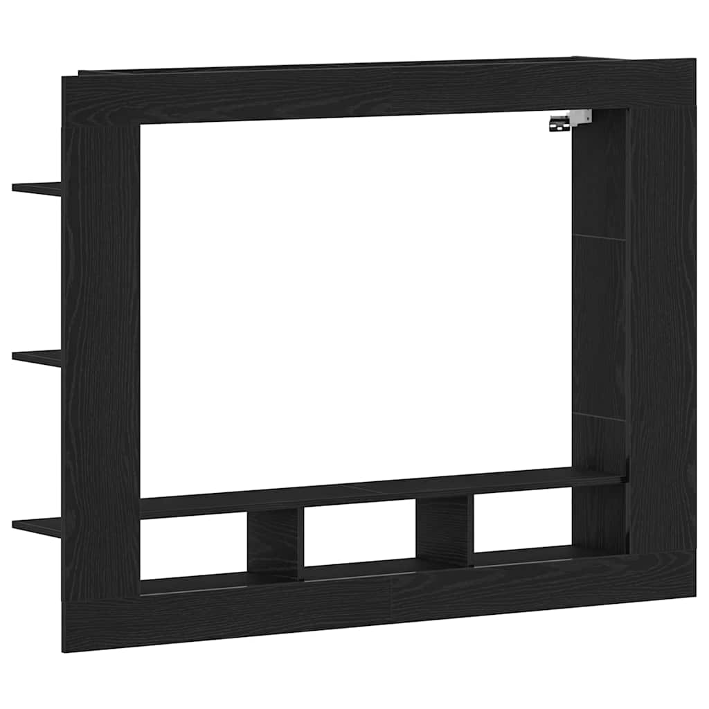 Tv-Skåp Väggmonterad Svart Ek 152 X 22 X 113 Cm Konstruerat Trä